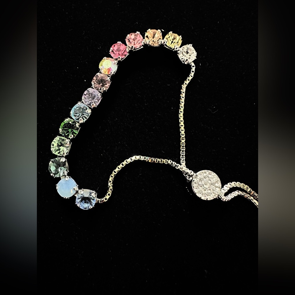 Rainbow Crystals Silver Plated Stackable Tennis B… - image 1